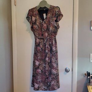 🌺🖤 NWT Loft Outlet Size L - Summer Dress - Black with White & Pink Flowers🖤🌺